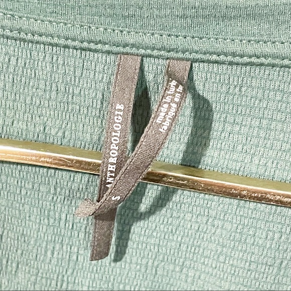 Anthropologie Size Small Green V Neck Slub Long Sleeve Top - Picture 3 of 5